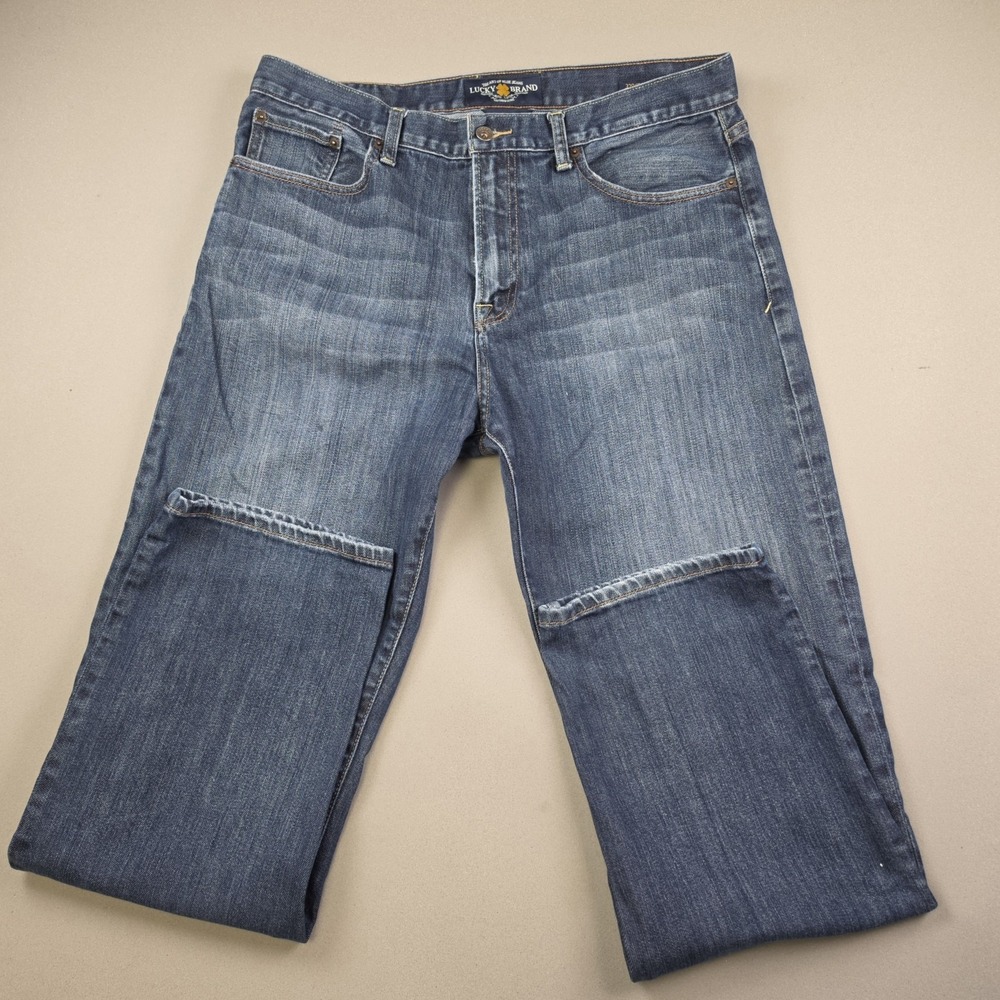 Lucky Brand 329 Classic Straight Jeans Mens 36x32 Dark Wash Denim Blue America